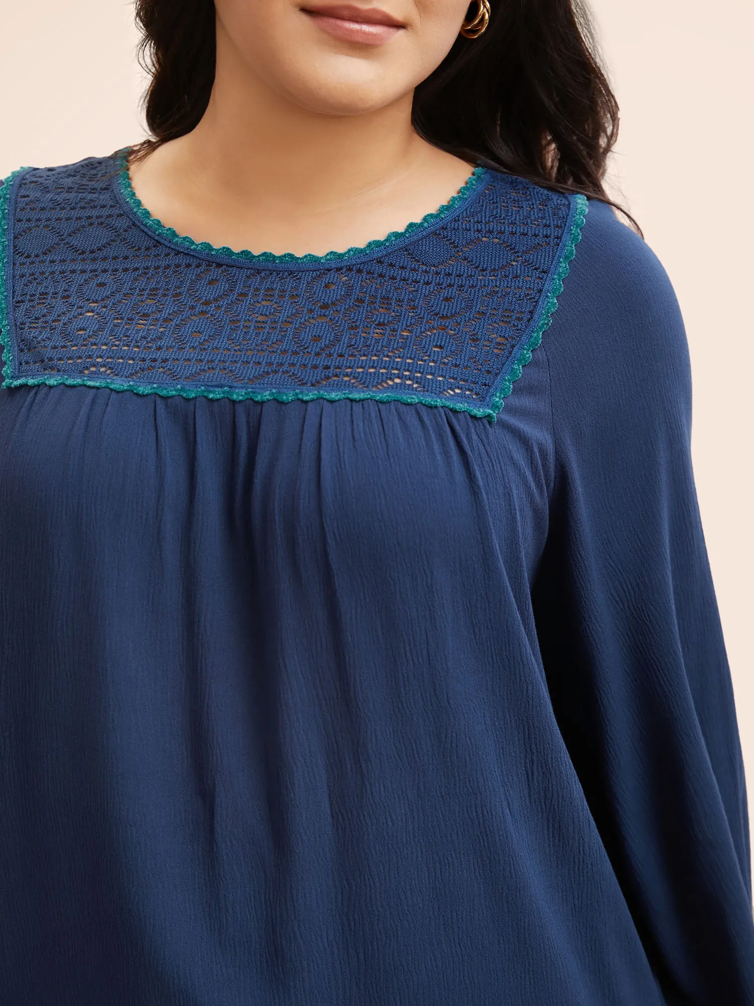 Texture Woven Ribbon Gathered Blouse sold by Bloomchic product image thumbnail 3