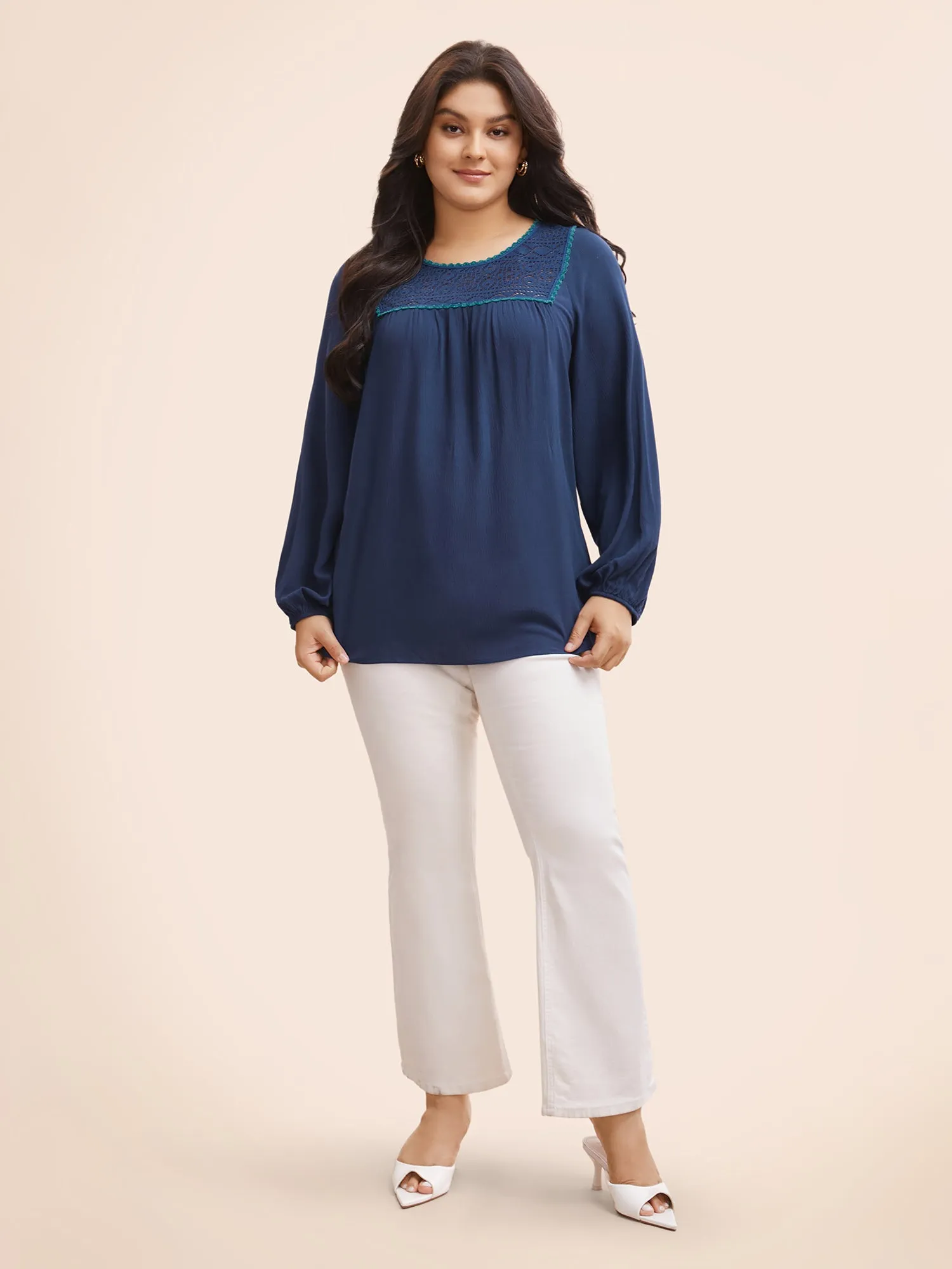 Texture Woven Ribbon Gathered Blouse sold by Bloomchic product image thumbnail 2