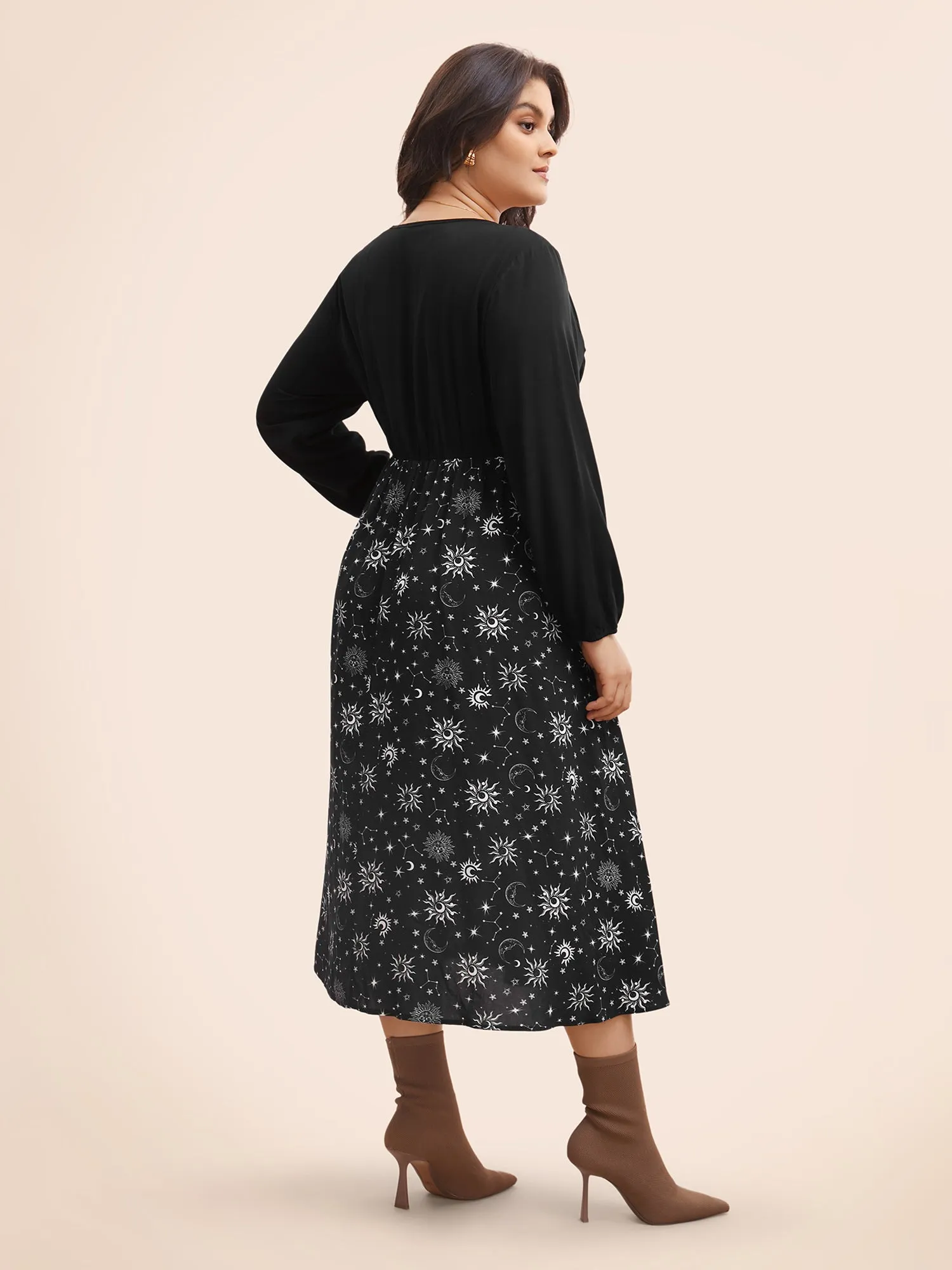 Moon & Star Print Patchwork Dress sold by Bloomchic product image thumbnail 4