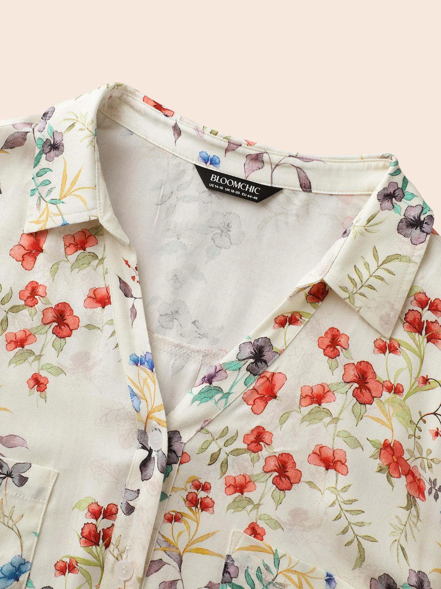 Shirt Collar Floral Patched Pocket Blouse sold by Bloomchic product image thumbnail 5