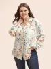 Shirt Collar Floral Patched Pocket Blouse sold by Bloomchic