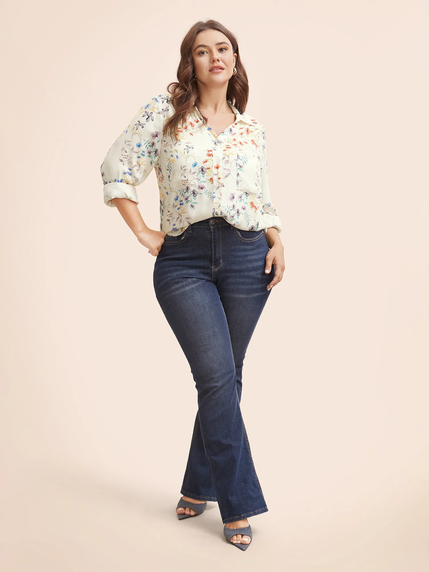 Shirt Collar Floral Patched Pocket Blouse sold by Bloomchic product image thumbnail 2
