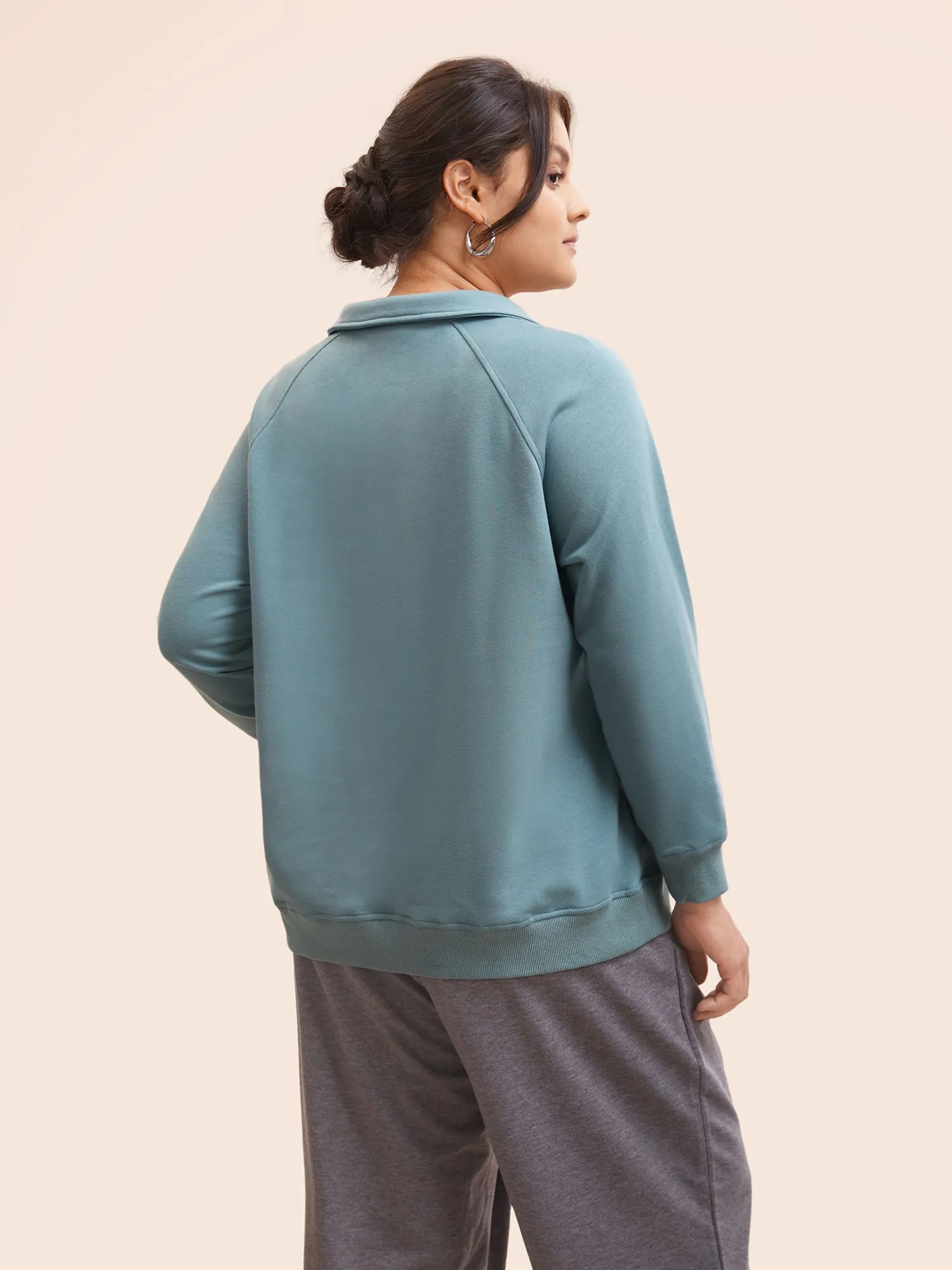 Textured Half Zip Patchwork Sweatshirt sold by Bloomchic product image thumbnail 2