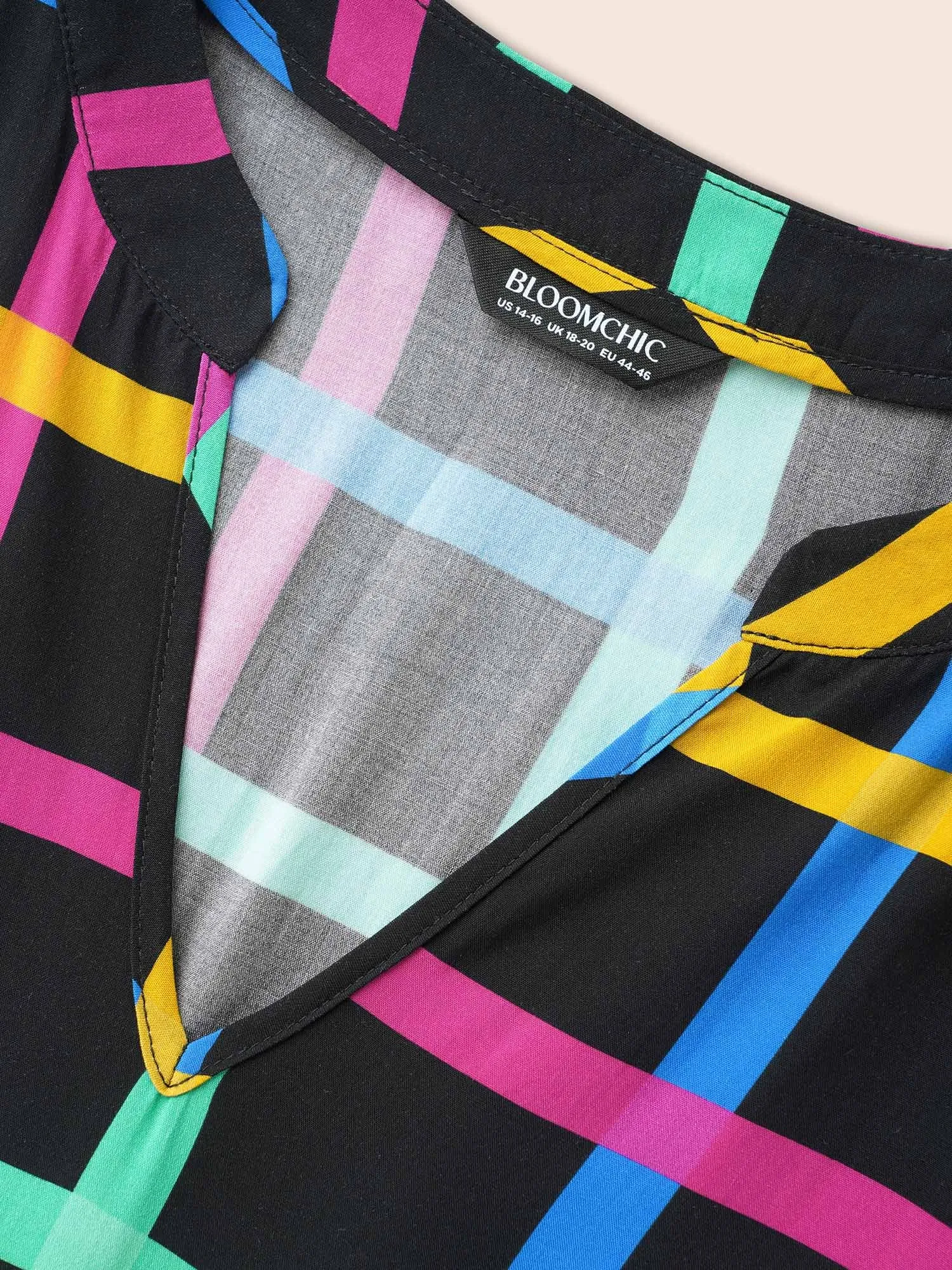 Plaid Notched Ruffle Hem Pocket Dress sold by Bloomchic product image thumbnail 5