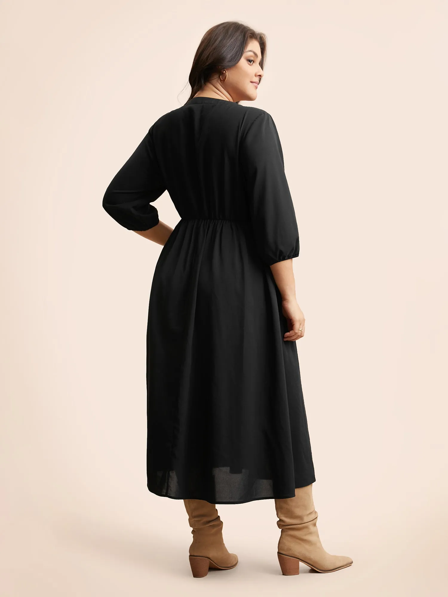 Notched Stereo Flower Design Midi Dress sold by Bloomchic product image thumbnail 4