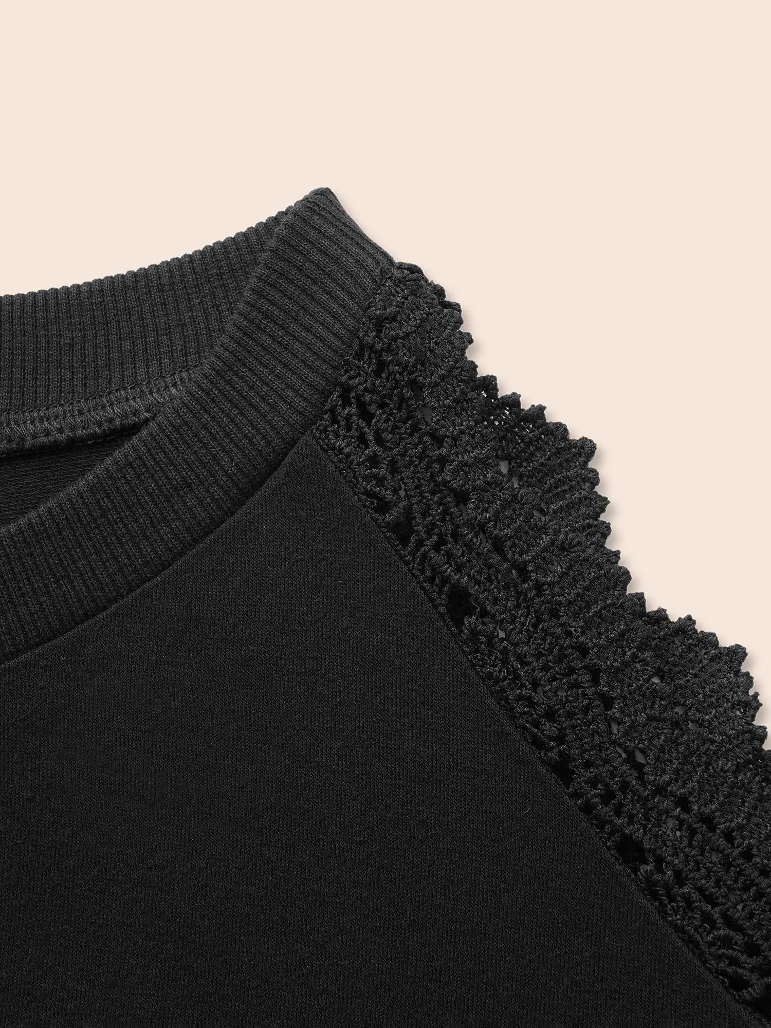 Lace Patchwork Off Shoulder Sweatshirt sold by Bloomchic product image thumbnail 5