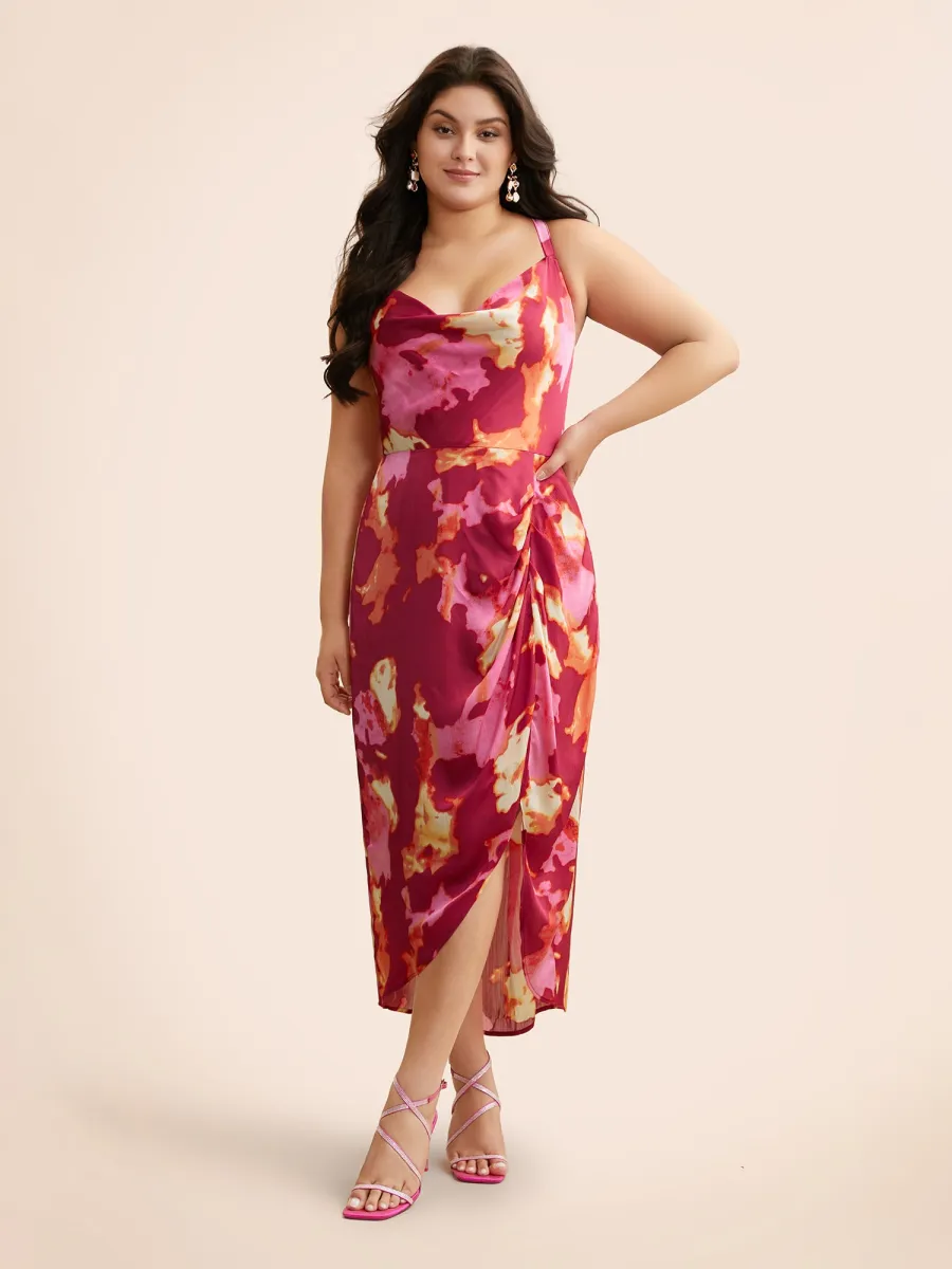 Colorblock Contrast Shirred Pleated Dress sold by Bloomchic