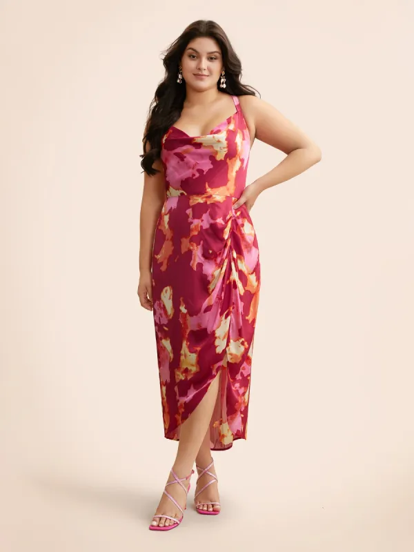 Colorblock Contrast Shirred Pleated Dress sold by Bloomchic