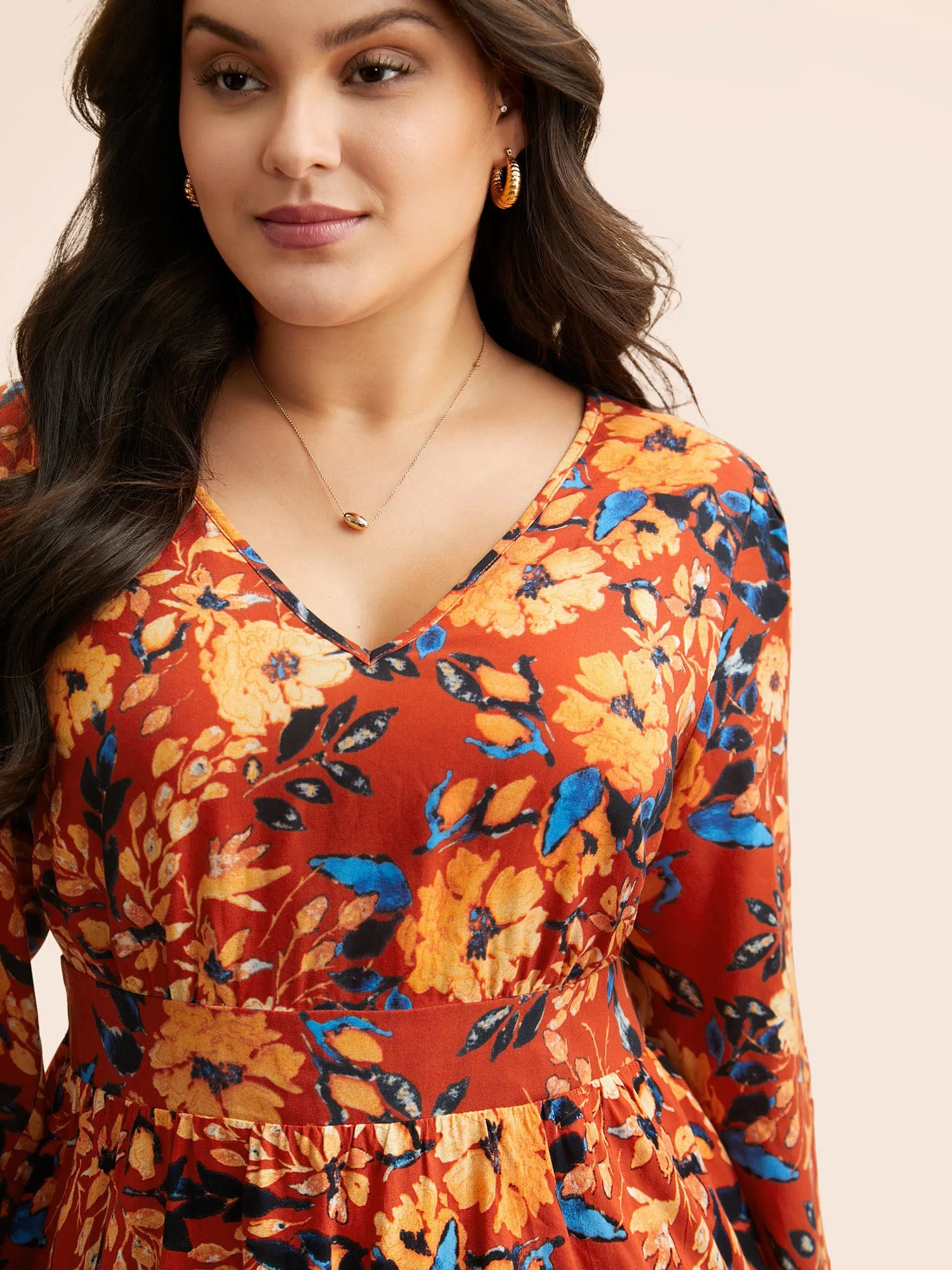 Floral Shirred Gathered Lantern Sleeve Blouse sold by Bloomchic product image thumbnail 4