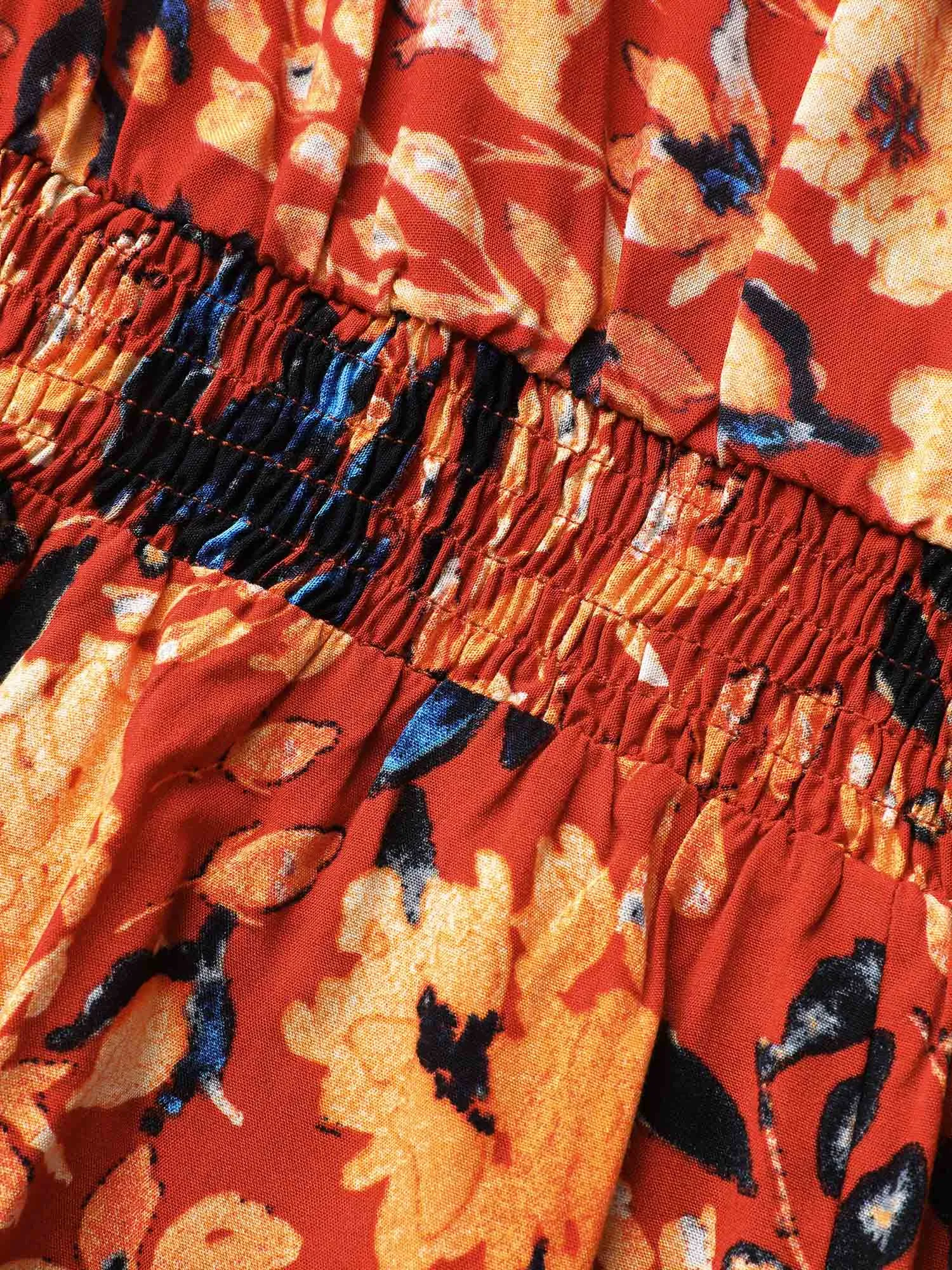 Floral Shirred Gathered Lantern Sleeve Blouse sold by Bloomchic product image thumbnail 5