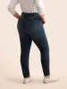 Dark Wash Elastic Waist Skinny Jeans sold by Bloomchic