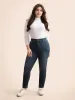 Dark Wash Elastic Waist Skinny Jeans sold by Bloomchic