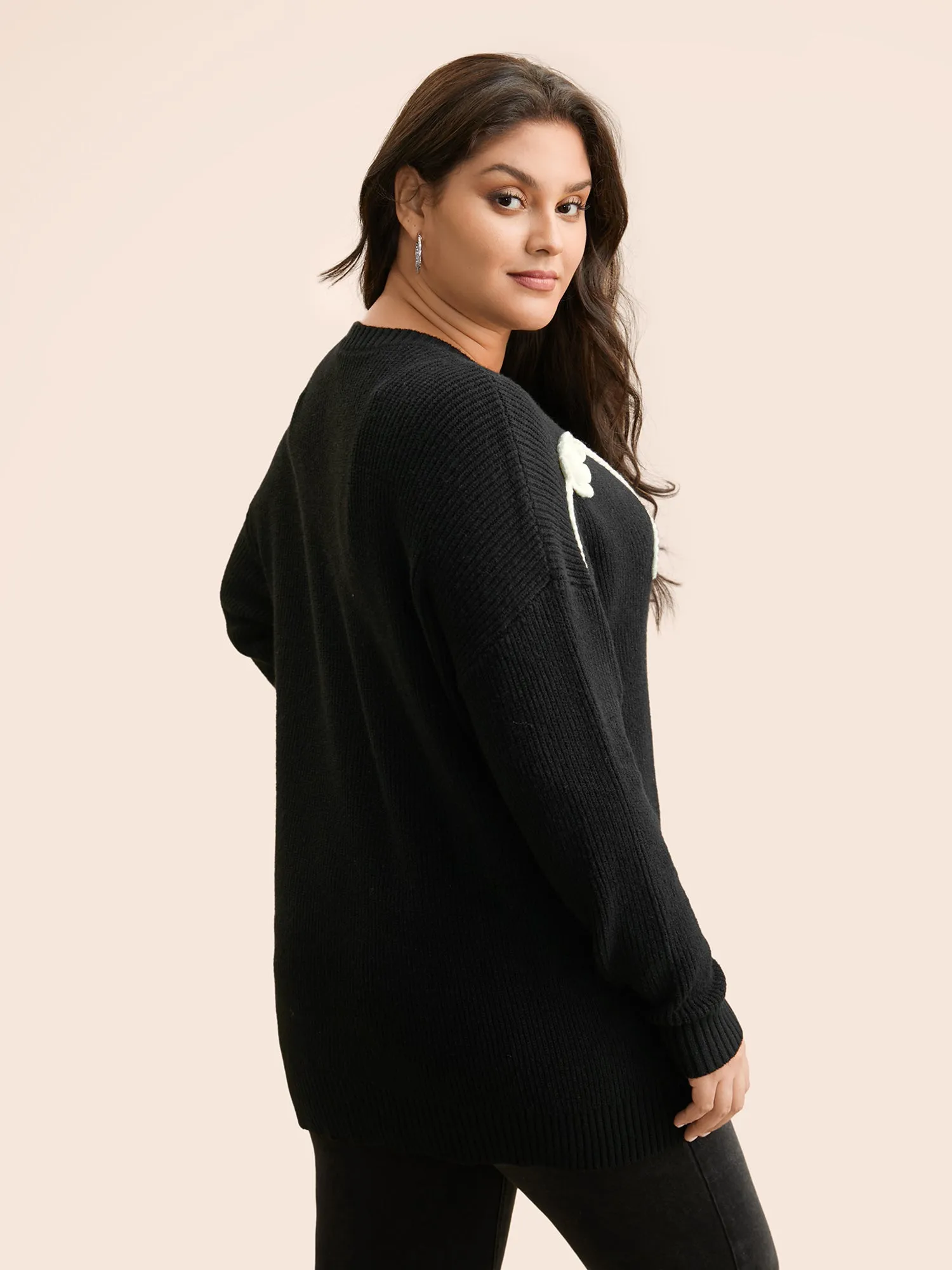 Supersoft Essentials Crochet Floral Drop Shoulder Pullover sold by Bloomchic product image thumbnail 2