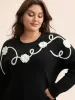 Supersoft Essentials Crochet Floral Drop Shoulder Pullover sold by Bloomchic