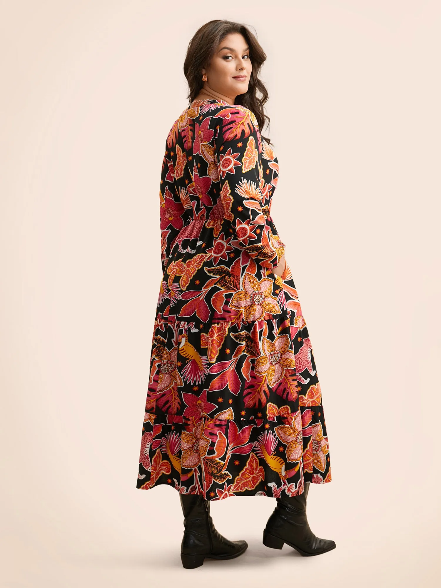 Notched Floral Elastic Waist Maxi Dress sold by Bloomchic product image thumbnail 4