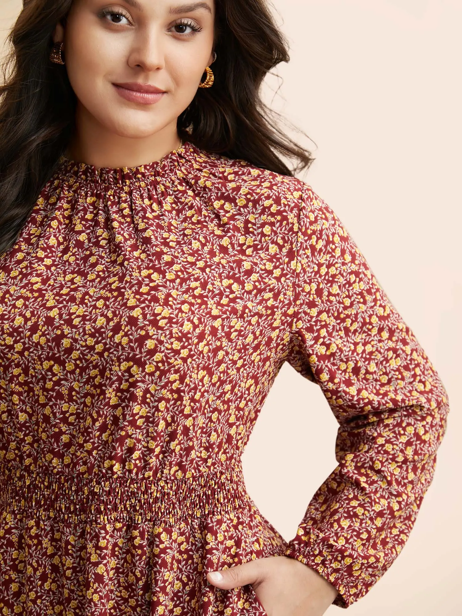 Ditsy Floral Shirred Frill Trim Dress sold by Bloomchic product image thumbnail 3