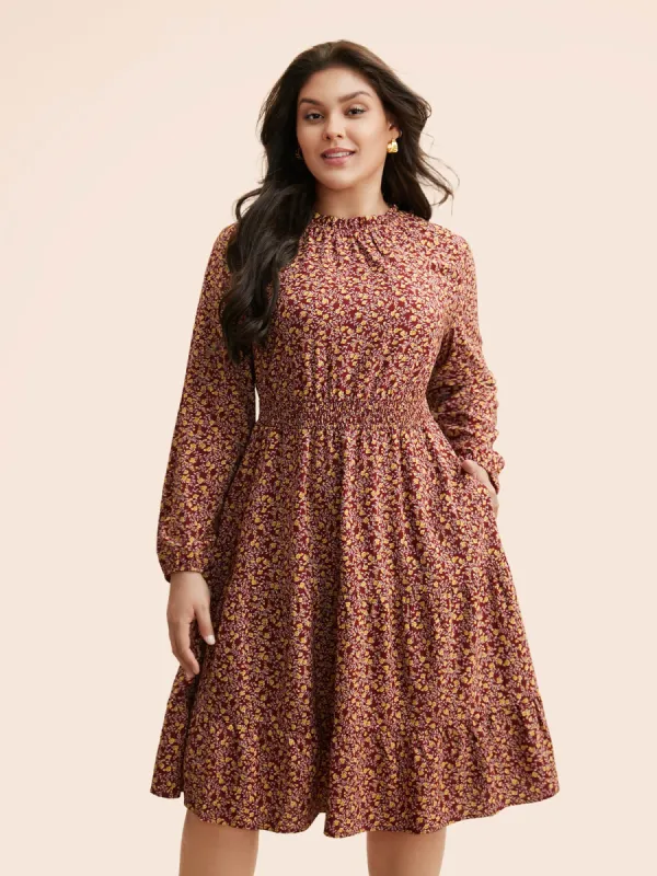 Ditsy Floral Shirred Frill Trim Dress sold by Bloomchic