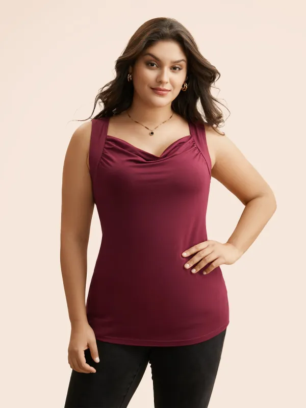 Supersoft Essentials Cowl Neck Gathered Tank Top sold by Bloomchic