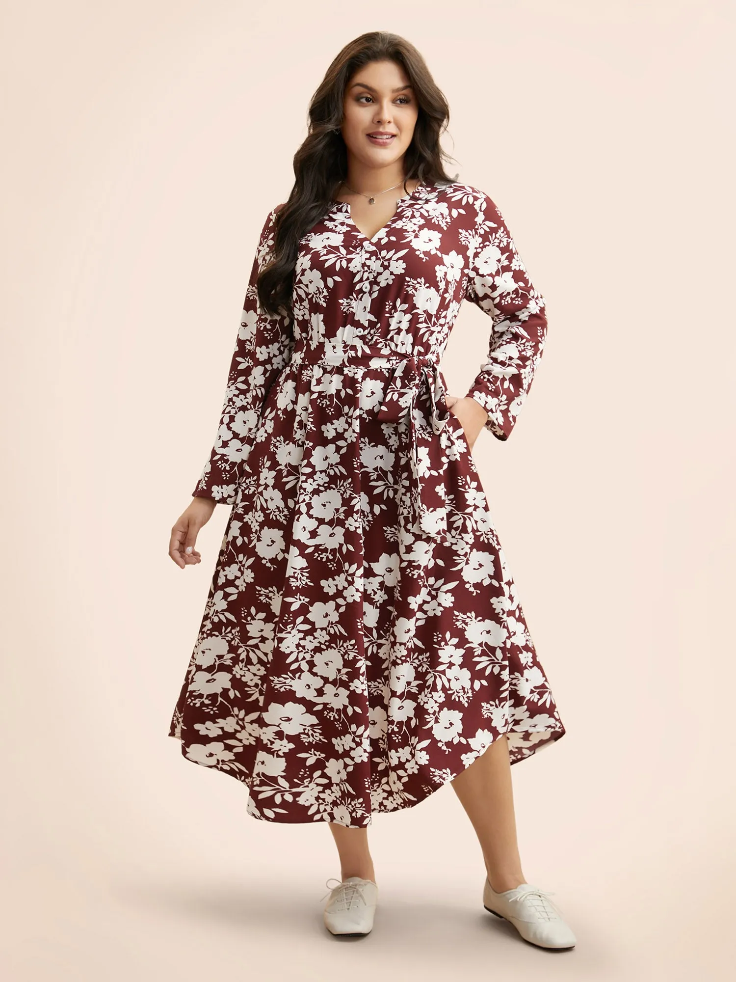 Silhouette Floral Print Tab Sleeve Dress sold by Bloomchic
