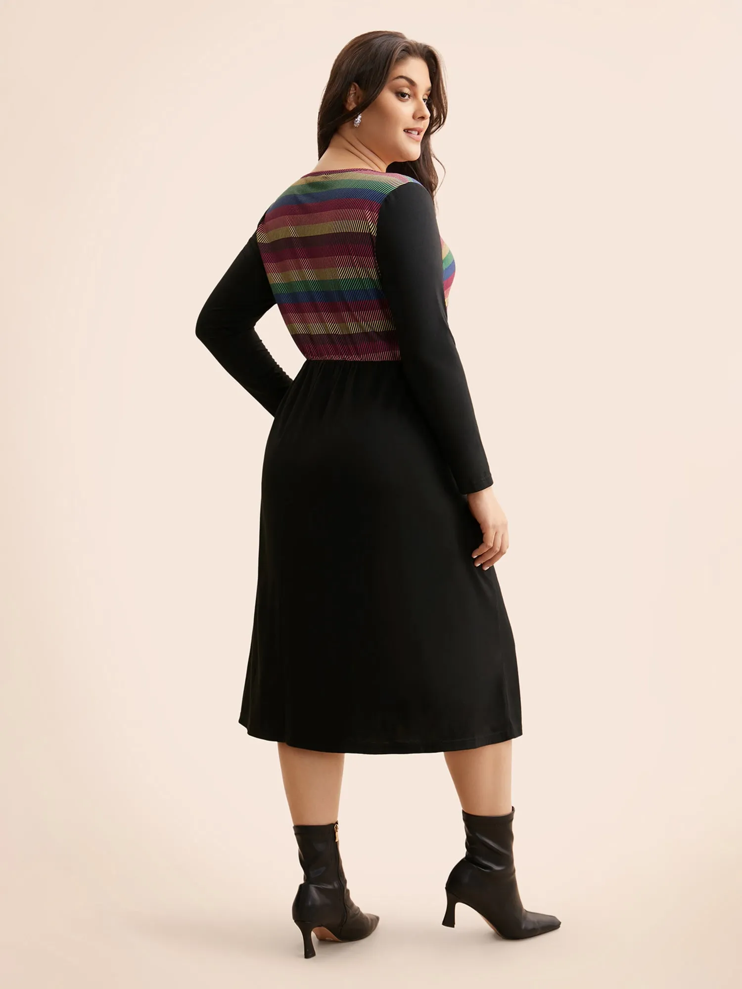 Contrast Striped Button Detail Midi Dress sold by Bloomchic product image thumbnail 3