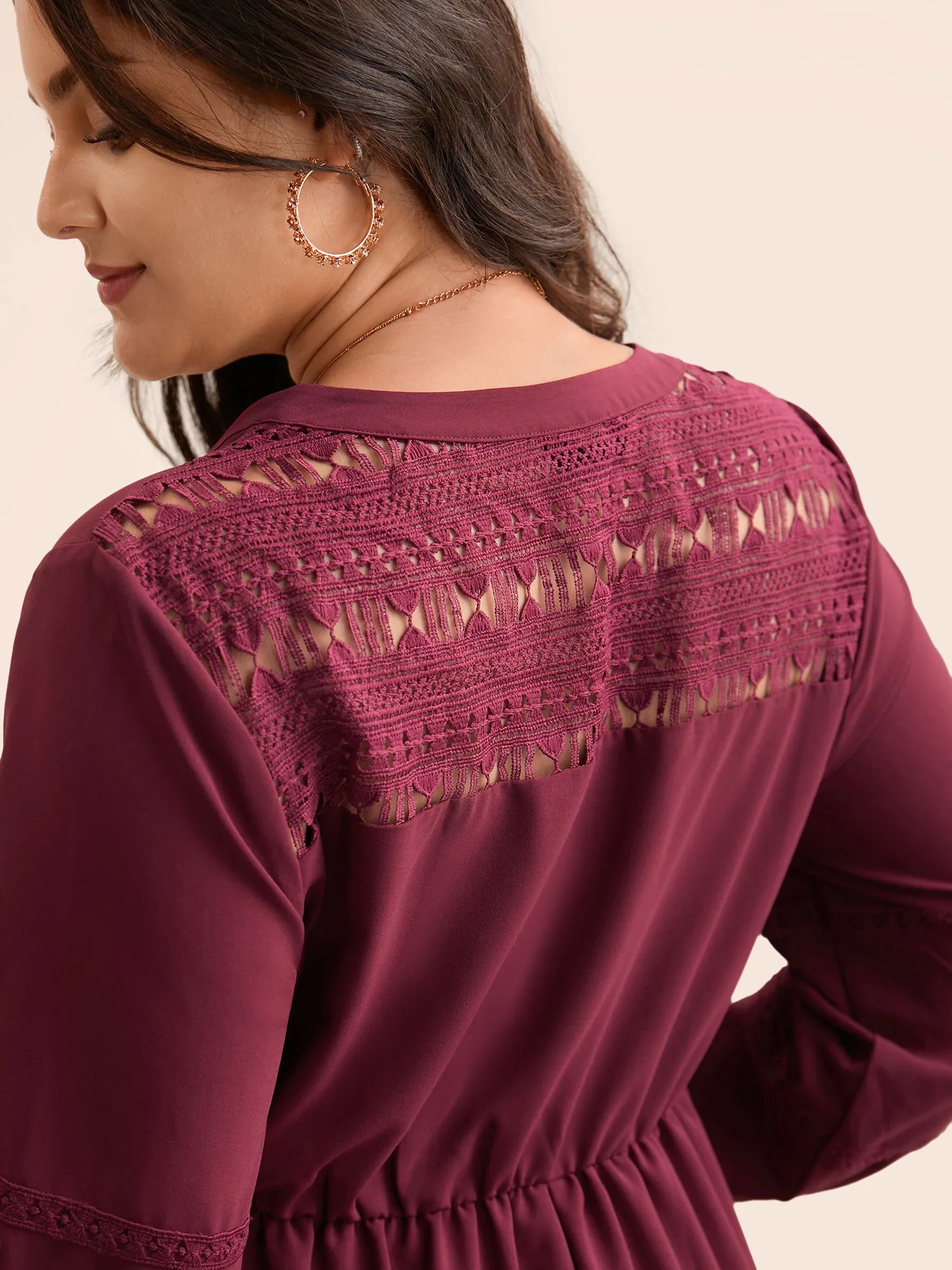 Notched Lace Patchwork Tie Knot Dress sold by Bloomchic product image thumbnail 4