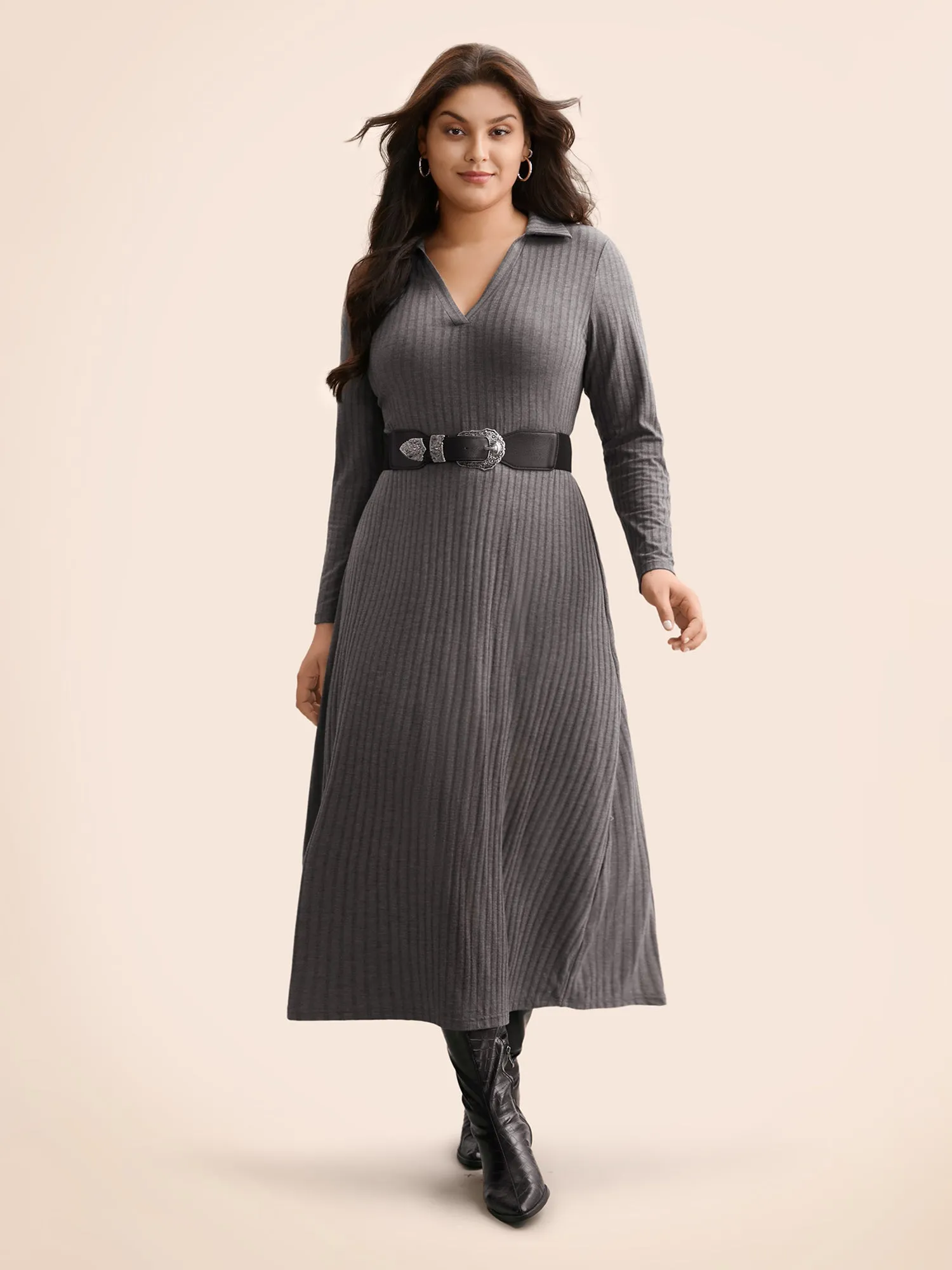 Solid Rib Knit Midi Dress sold by Bloomchic