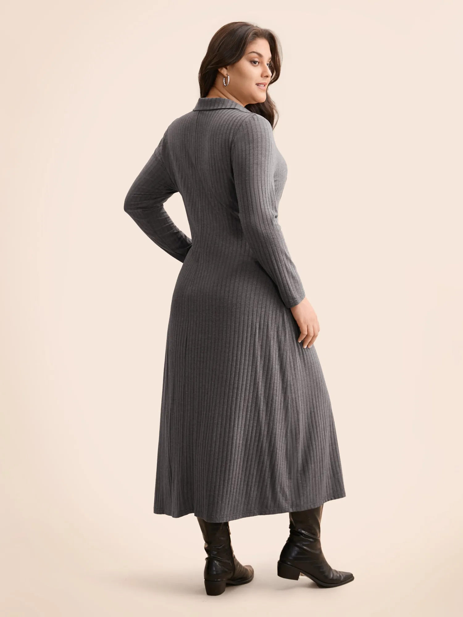 Solid Rib Knit Midi Dress sold by Bloomchic product image thumbnail 4
