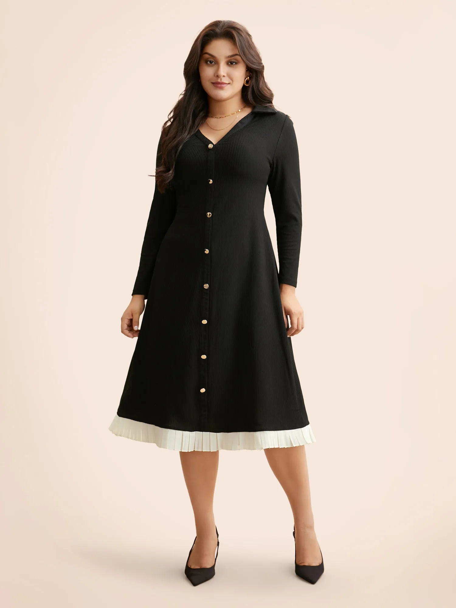 Texture Patchwork Pleated Metal Detail Dress sold by Bloomchic product image thumbnail 2