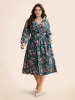 Floral Overlap Collar Gathered Dress sold by Bloomchic
