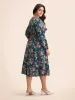 Floral Overlap Collar Gathered Dress sold by Bloomchic