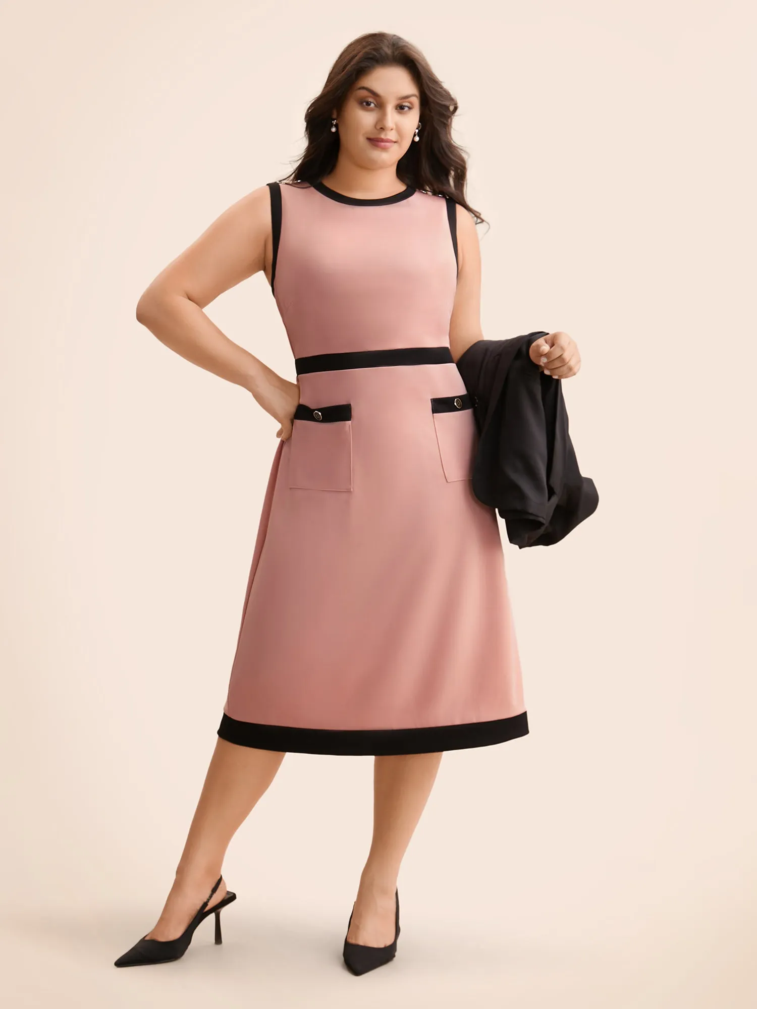 Contrast Button Detail Tank Dress sold by Bloomchic product image thumbnail 2