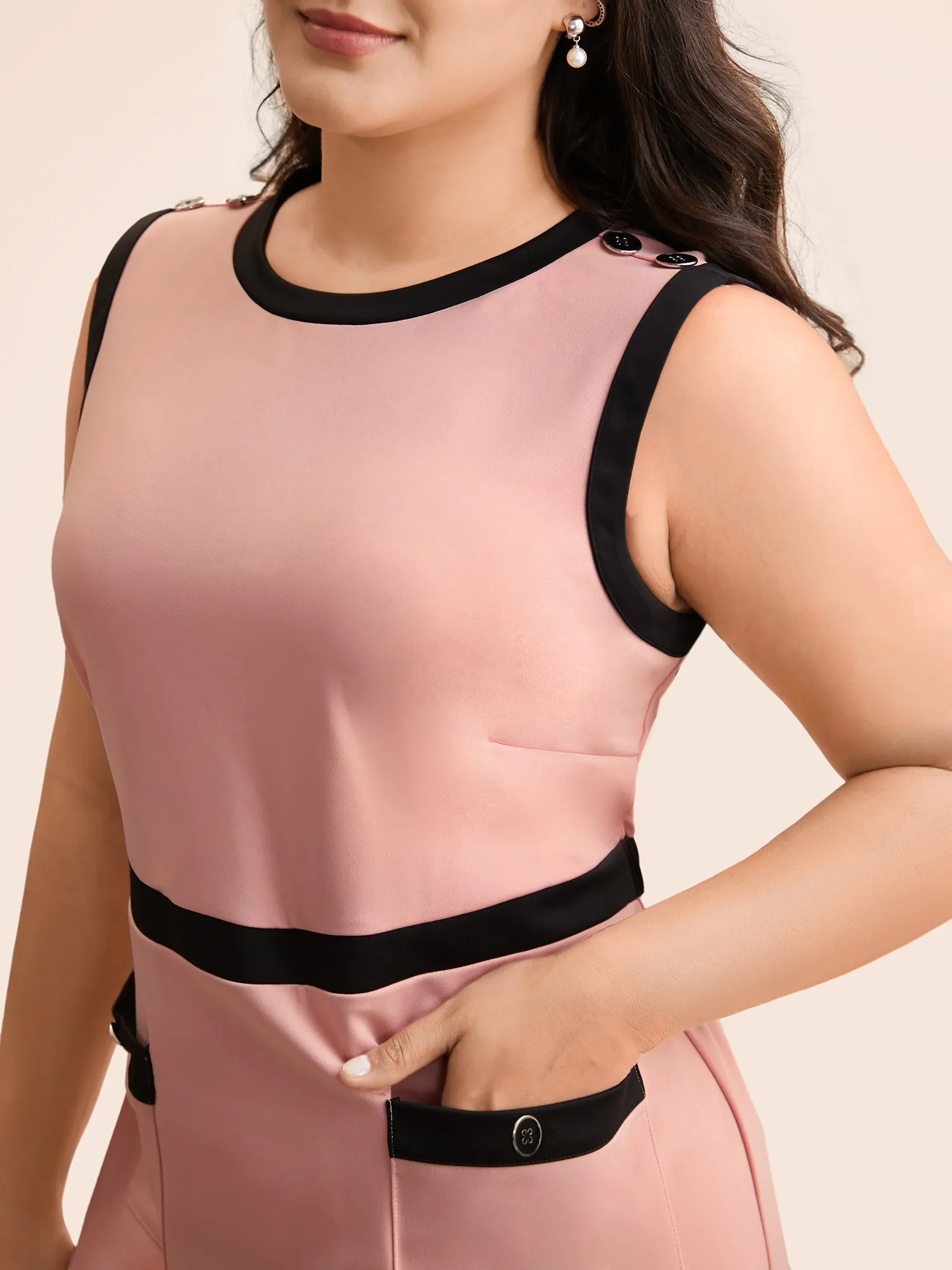 Contrast Button Detail Tank Dress sold by Bloomchic product image thumbnail 3