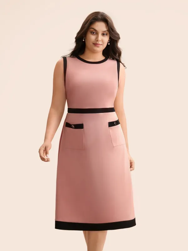 Contrast Button Detail Tank Dress sold by Bloomchic