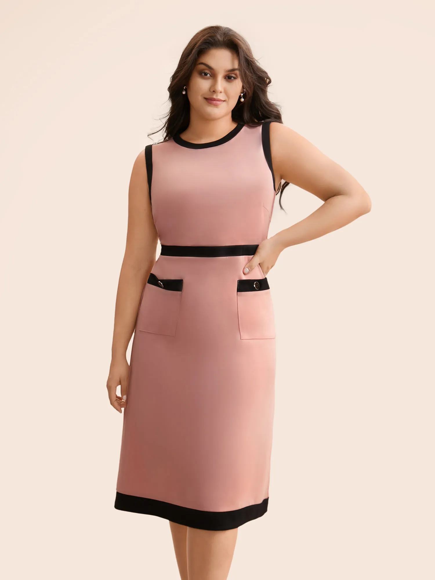 Contrast Button Detail Tank Dress sold by Bloomchic product image thumbnail 4