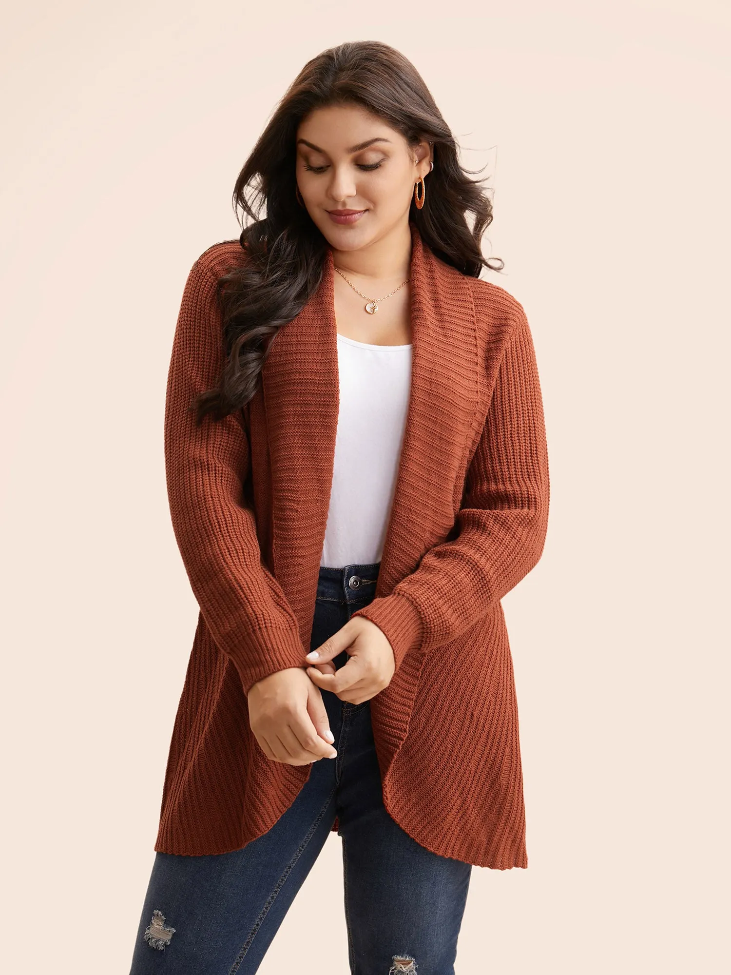 Kimono Collar Texture Cable Knit Cardigan sold by Bloomchic product image thumbnail 4