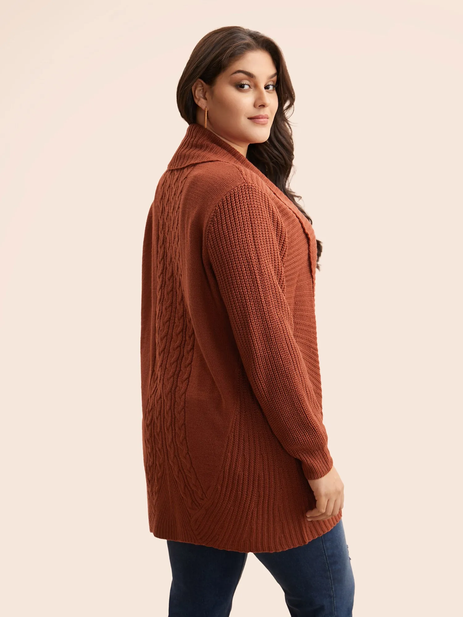 Kimono Collar Texture Cable Knit Cardigan sold by Bloomchic product image thumbnail 2