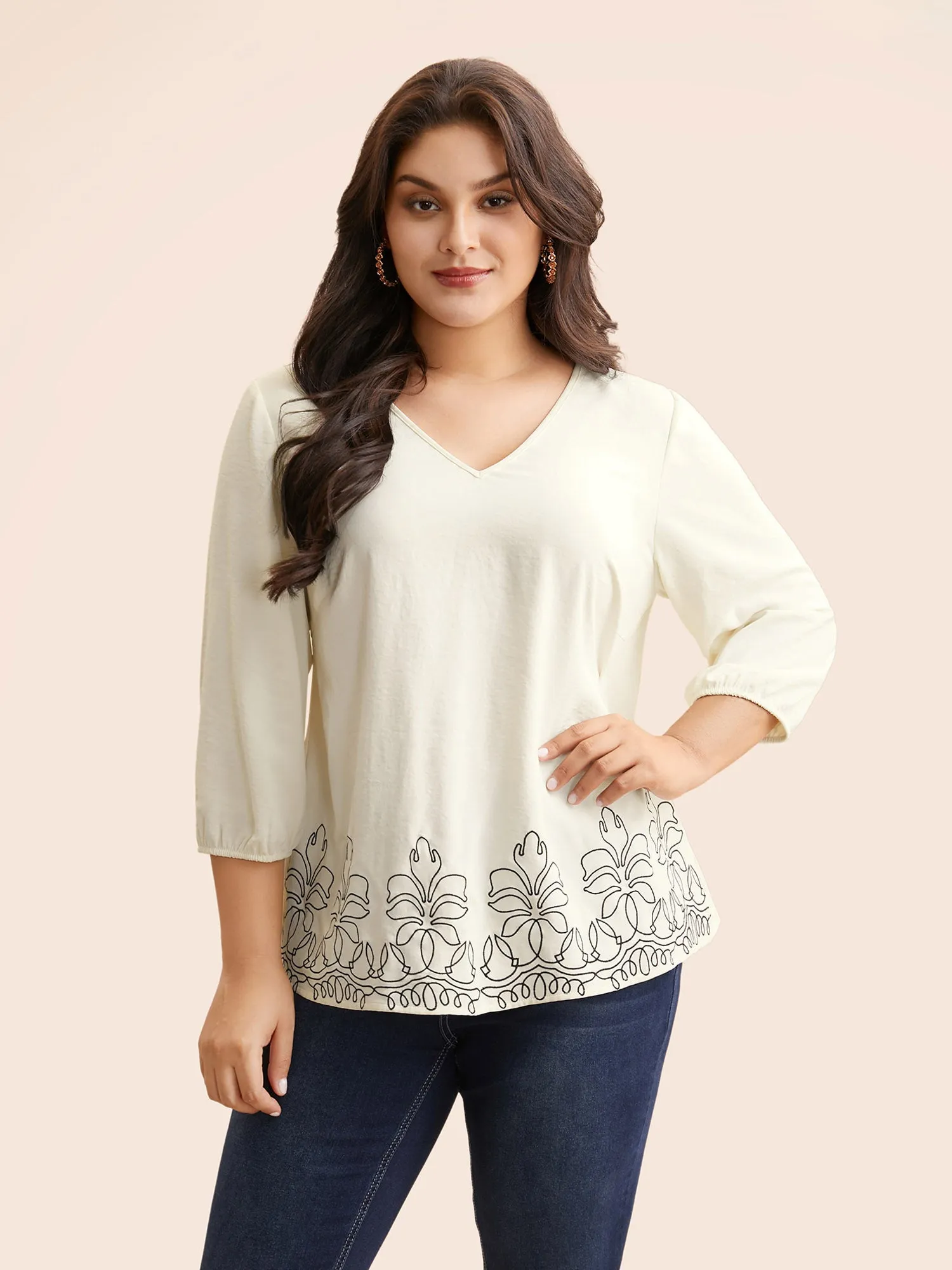 Floral Embroidered Plicated Detail Blouse sold by Bloomchic