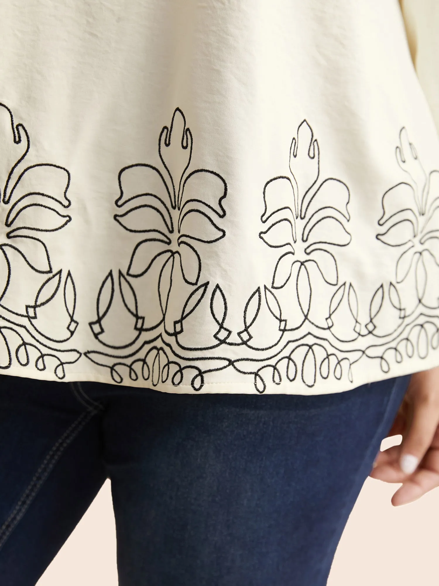 Floral Embroidered Plicated Detail Blouse sold by Bloomchic product image thumbnail 3