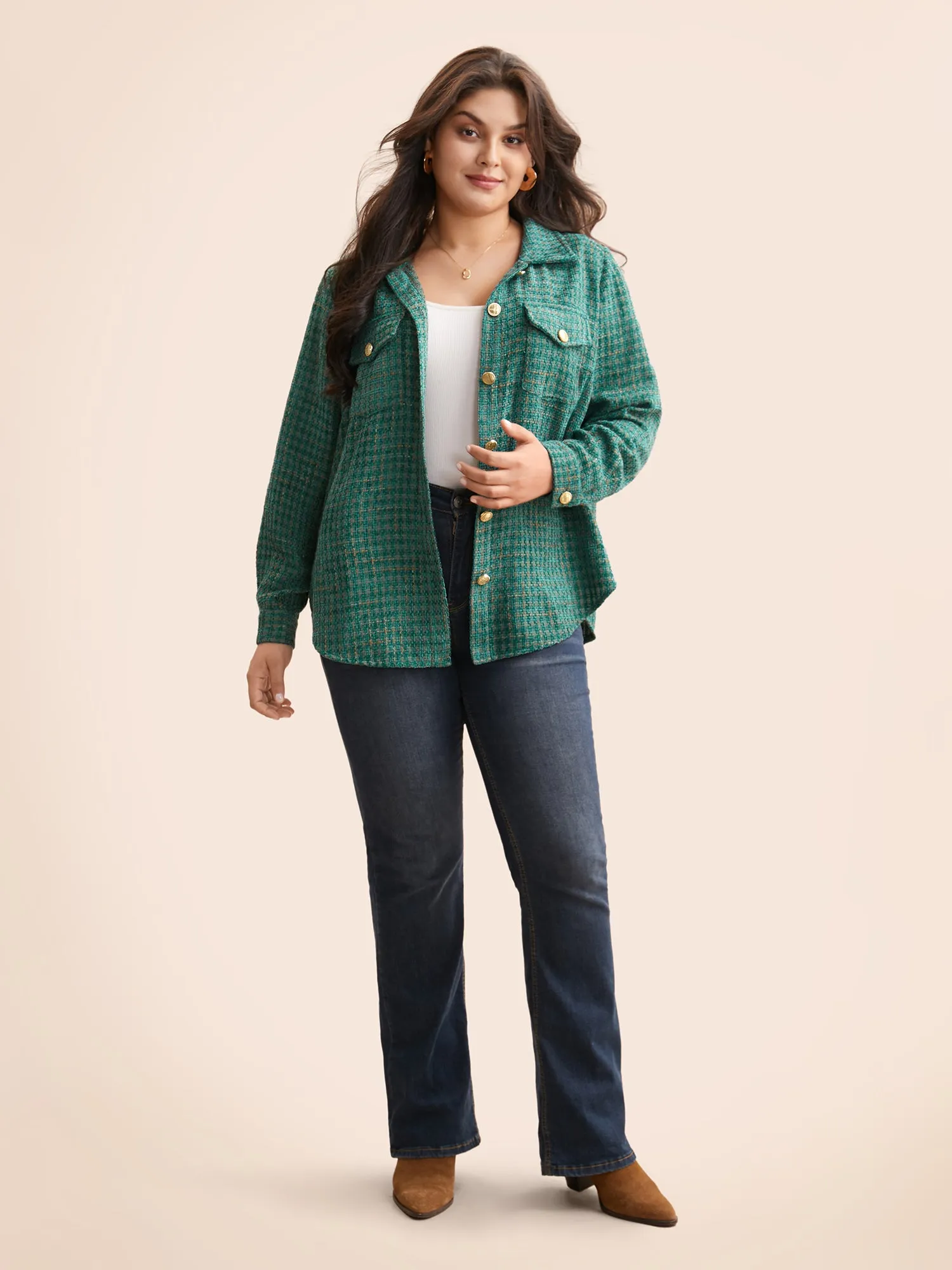 Tweed Patch Pocket Pleated Jacket sold by Bloomchic product image thumbnail 2