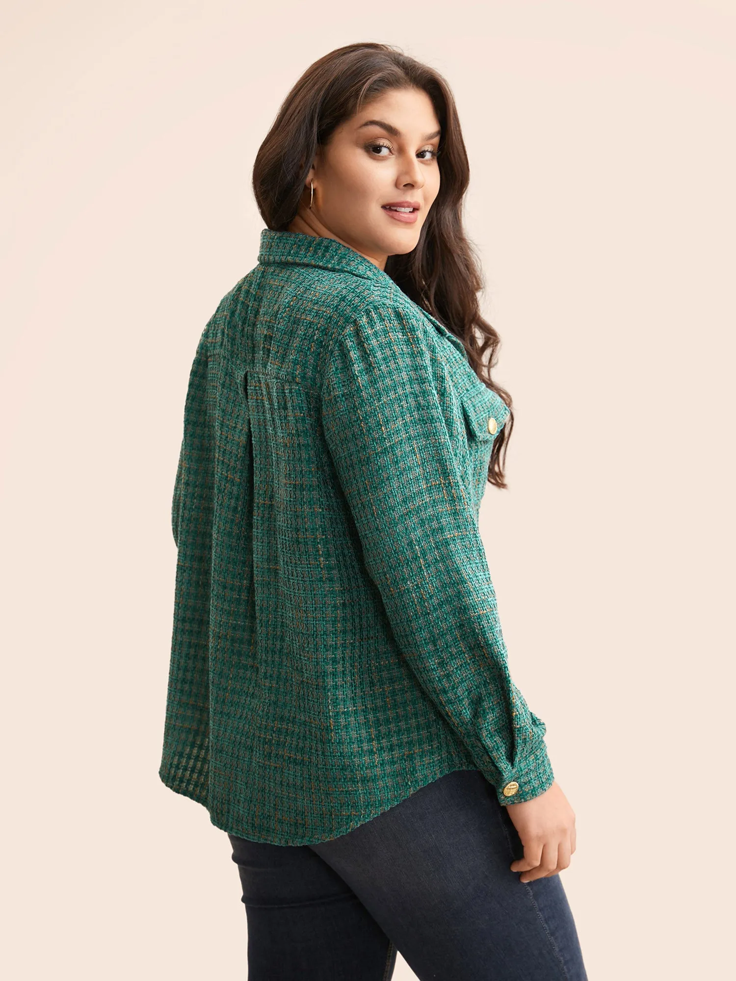 Tweed Patch Pocket Pleated Jacket sold by Bloomchic product image thumbnail 4