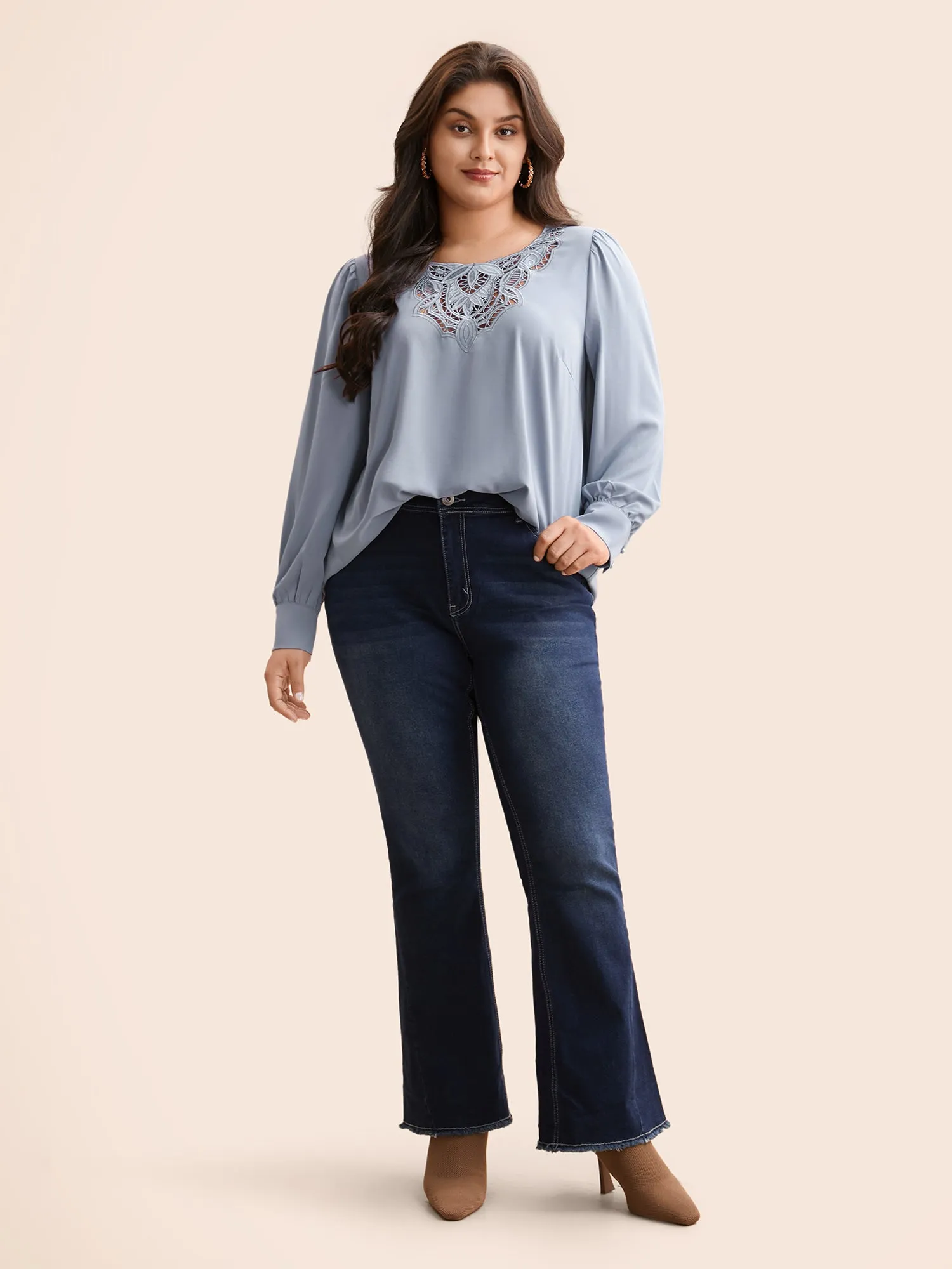 Plain Broderie Anglaise Gathered Blouse sold by Bloomchic product image thumbnail 2