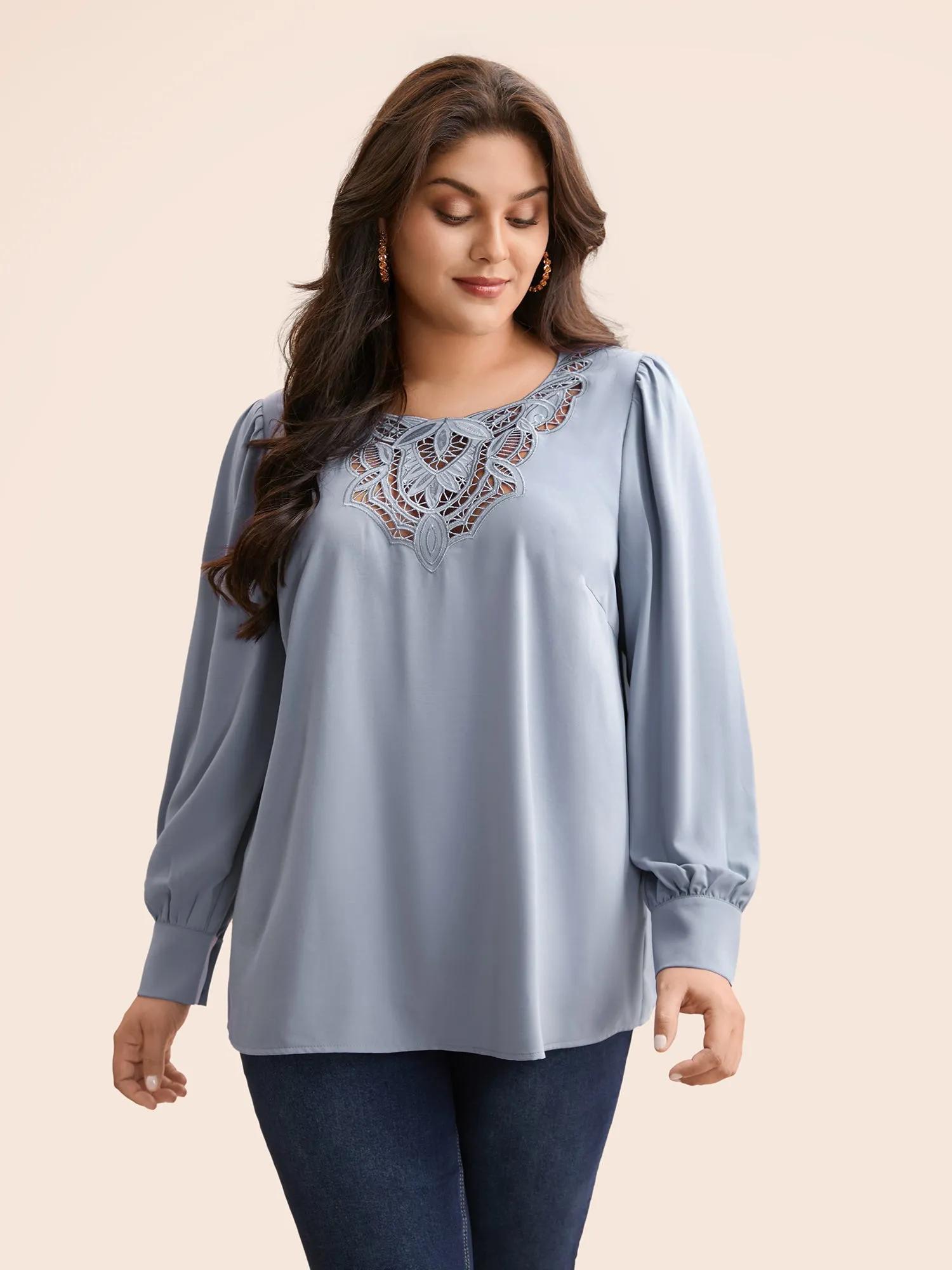 Plain Broderie Anglaise Gathered Blouse sold by Bloomchic product image thumbnail 3