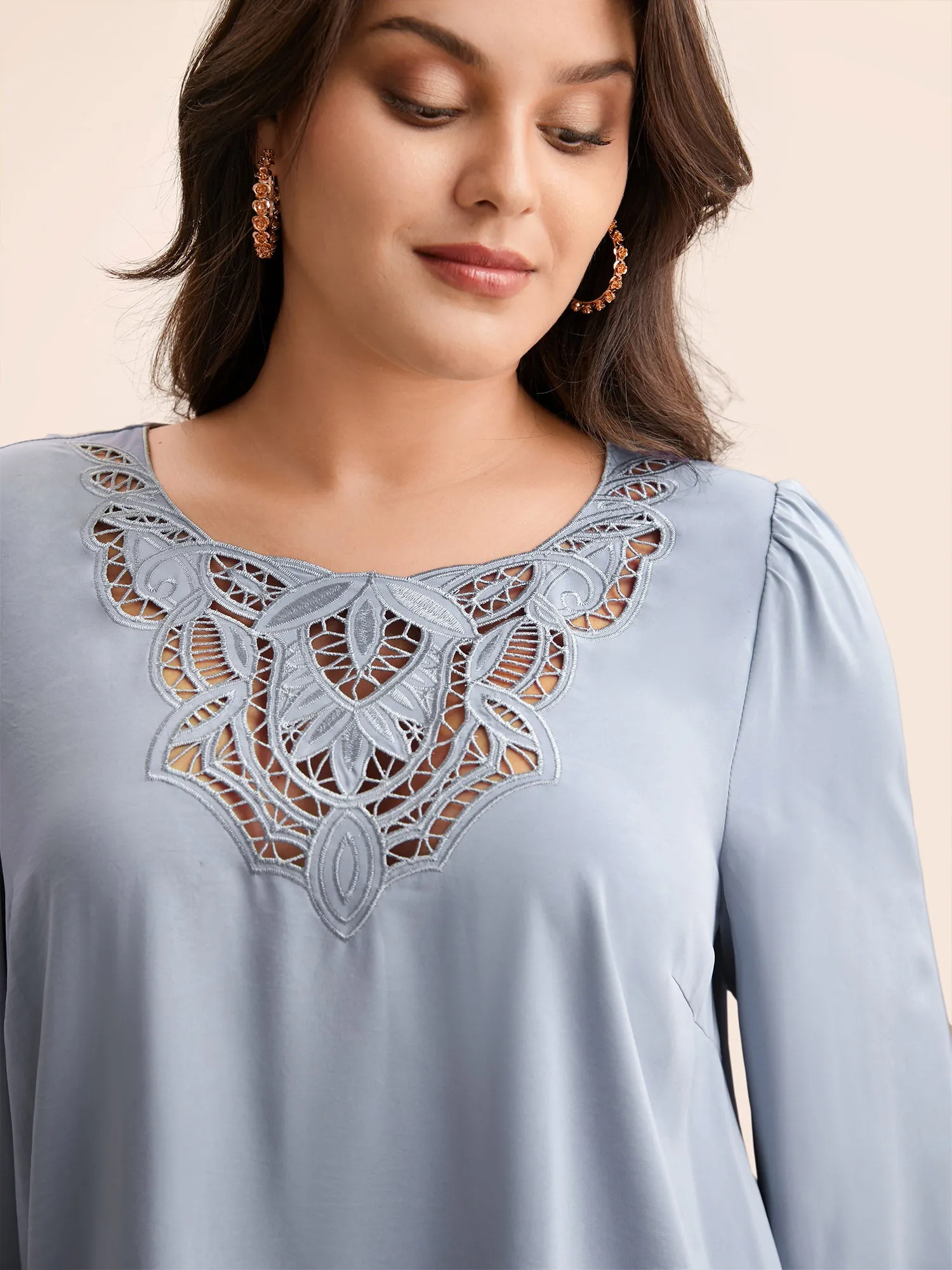 Plain Broderie Anglaise Gathered Blouse sold by Bloomchic product image thumbnail 4