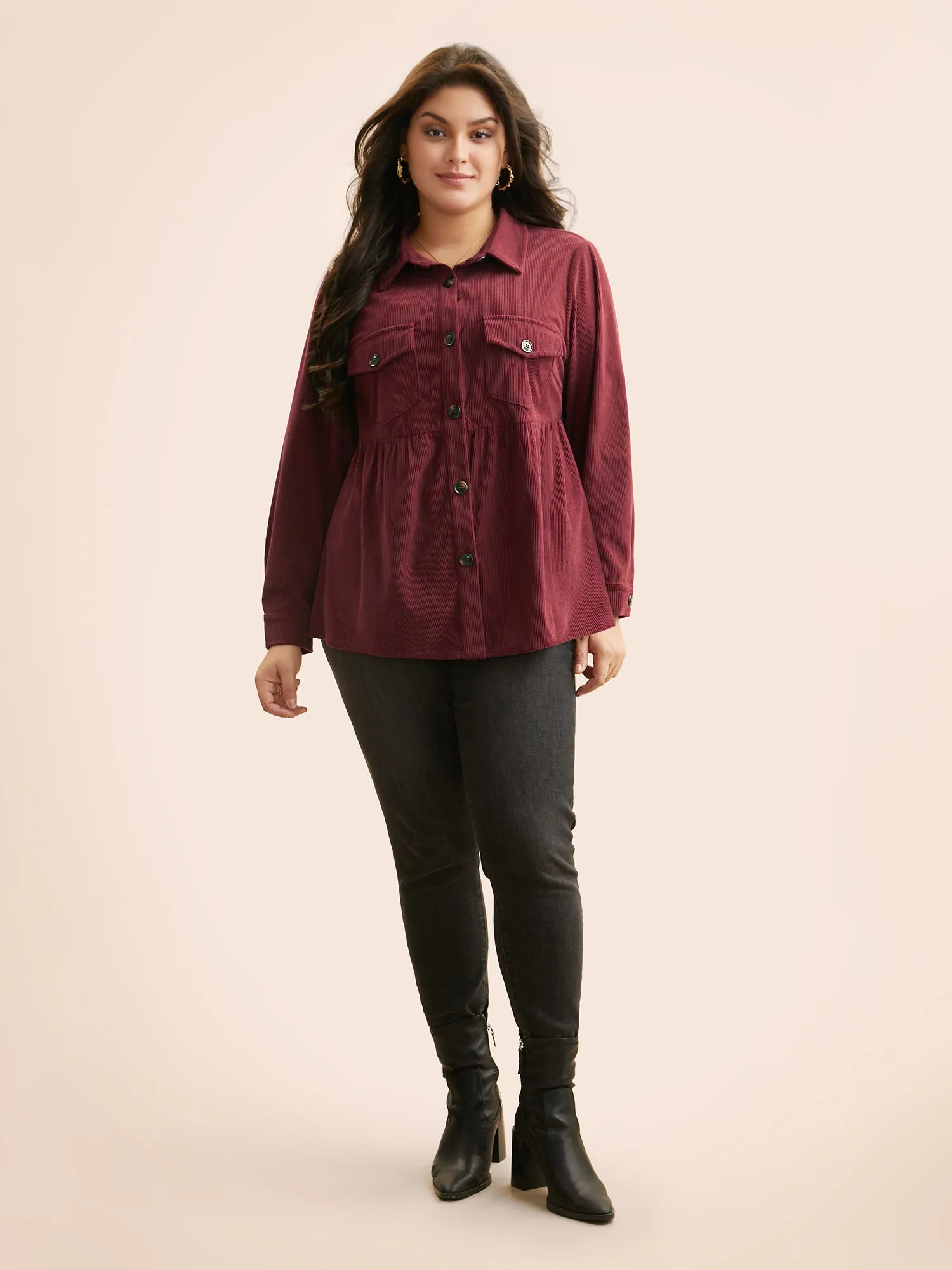 Corduroy Collared Flap Detail Jacket sold by Bloomchic product image thumbnail 2