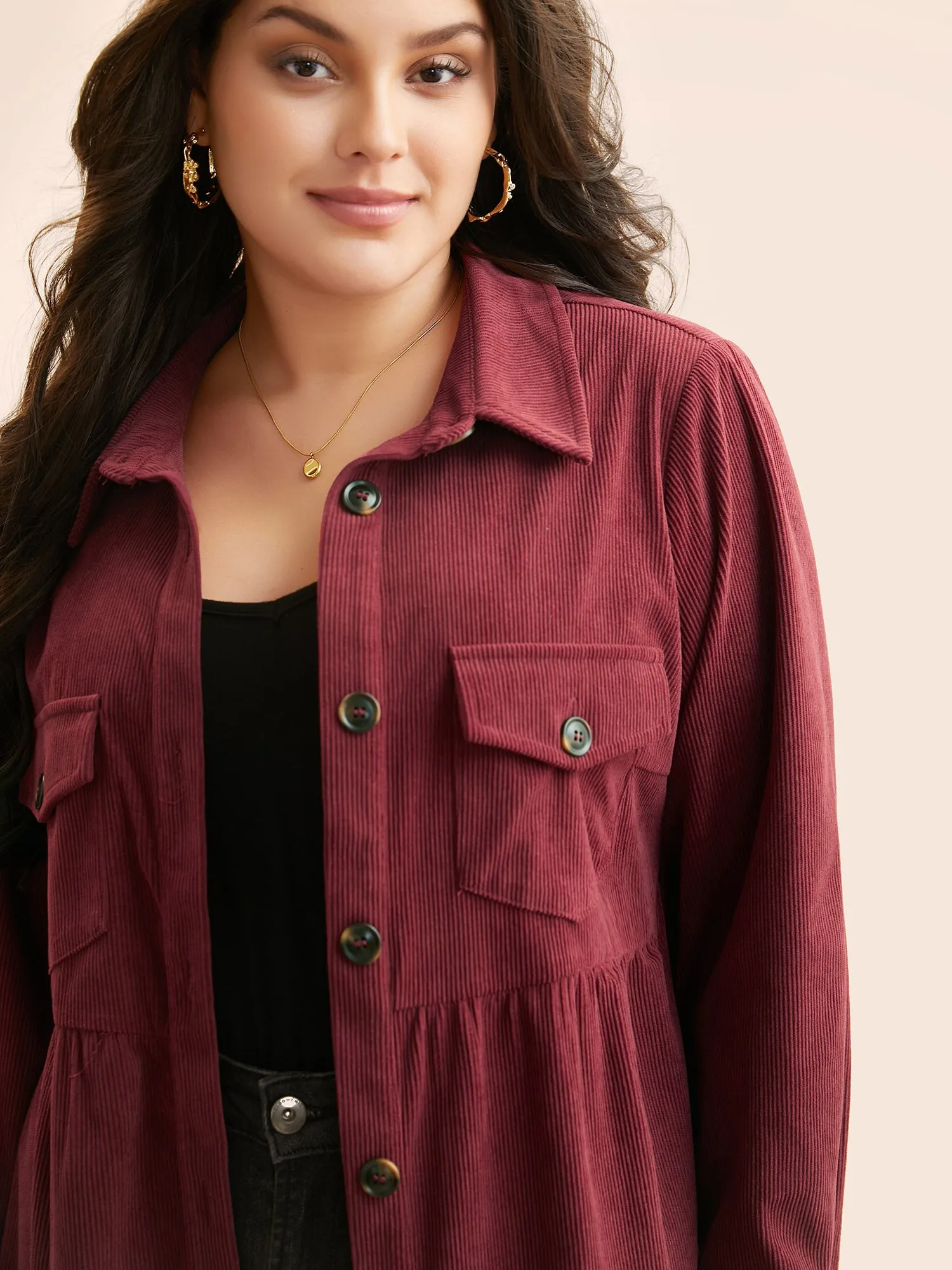 Corduroy Collared Flap Detail Jacket sold by Bloomchic product image thumbnail 4