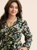Floral Overlap Collar Lantern Sleeve Dress sold by Bloomchic