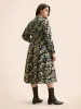 Floral Overlap Collar Lantern Sleeve Dress sold by Bloomchic