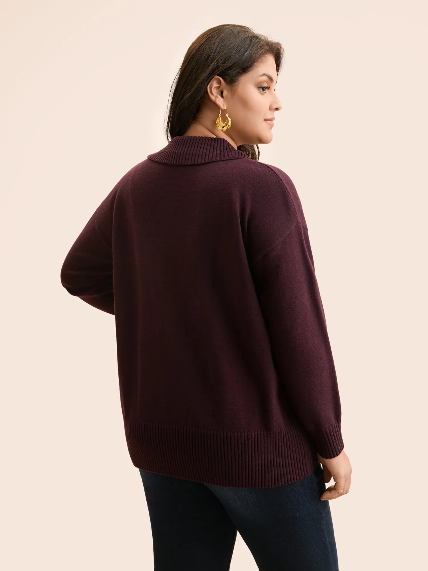 Anti-Pilling Solid Asymmetrical Neck Pullover sold by Bloomchic product image thumbnail 2