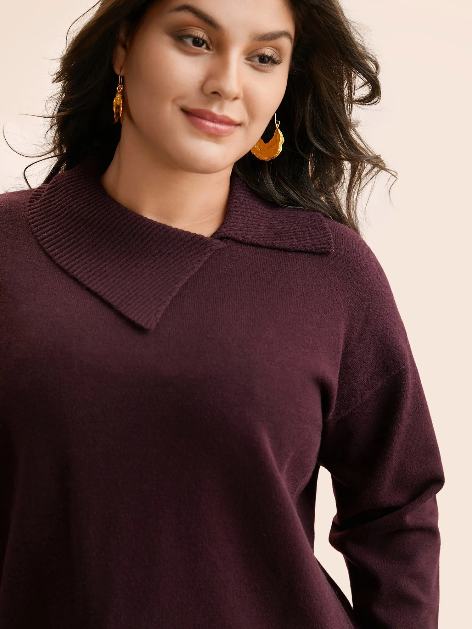 Anti-Pilling Solid Asymmetrical Neck Pullover sold by Bloomchic product image thumbnail 4