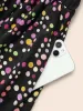 Polka Dot Shirred Belted Split Hem Dress sold by Bloomchic